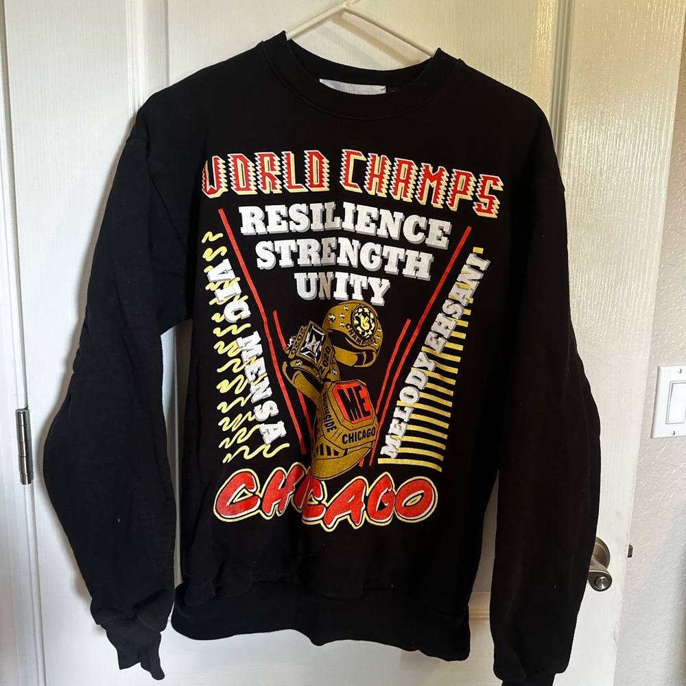 Melody Ehsani x Vic Mensa Collav Black Chicago Graphic Men's Sweater